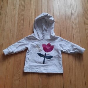 Carter's Gray Hoodie with Pink Flower and Gold Dragonfly